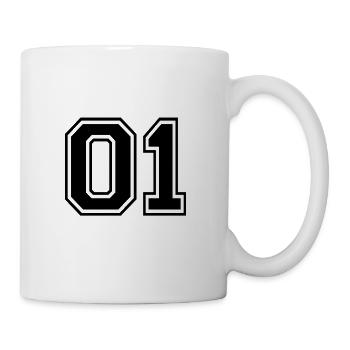 01 - College Style Sportswear and Numbers Motif - Mug - white - Right
