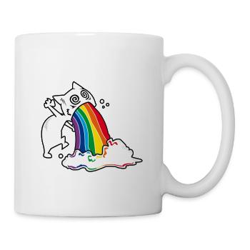 Regenbogenkotze Katze - Tasse - Weiß - Rechts