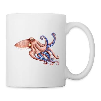 Blaue Krake - Blau Krake - Poulpe bleu - Tasse - Weiß - Rechts