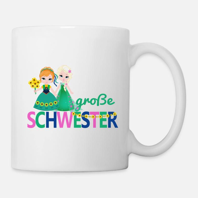 große Schwester Mädchen Blumenstrauß - Tasse - Weiß