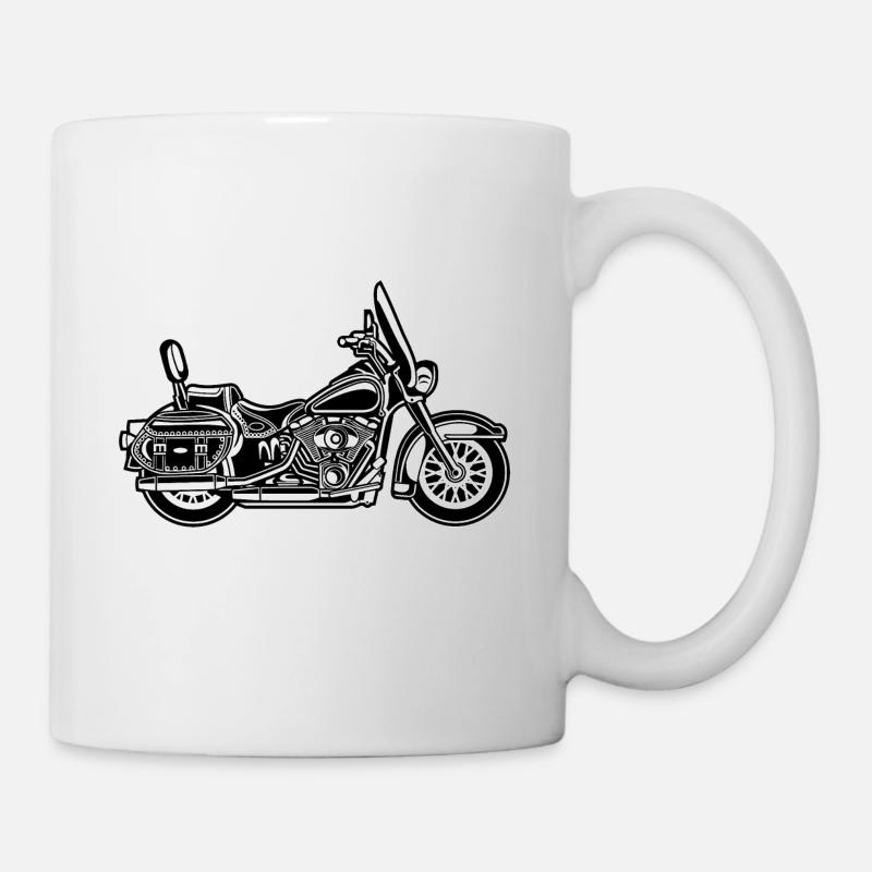 Chopper / Motorrad 06_schwarz weiß - Tasse - Weiß