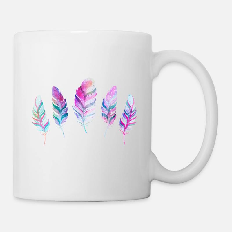 plumes d'aquarelle - Mug blanc - blanc