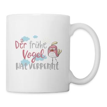 Morgenmuffel: Der frühe Vogel hat verpennt! - Tasse - Weiß - Rechts