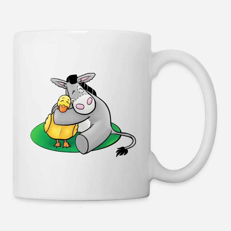 Cuddly donkey with duck - Mug - white