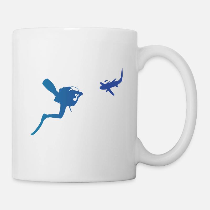 Plongeur et requin * Longimanus * - Mug blanc - blanc