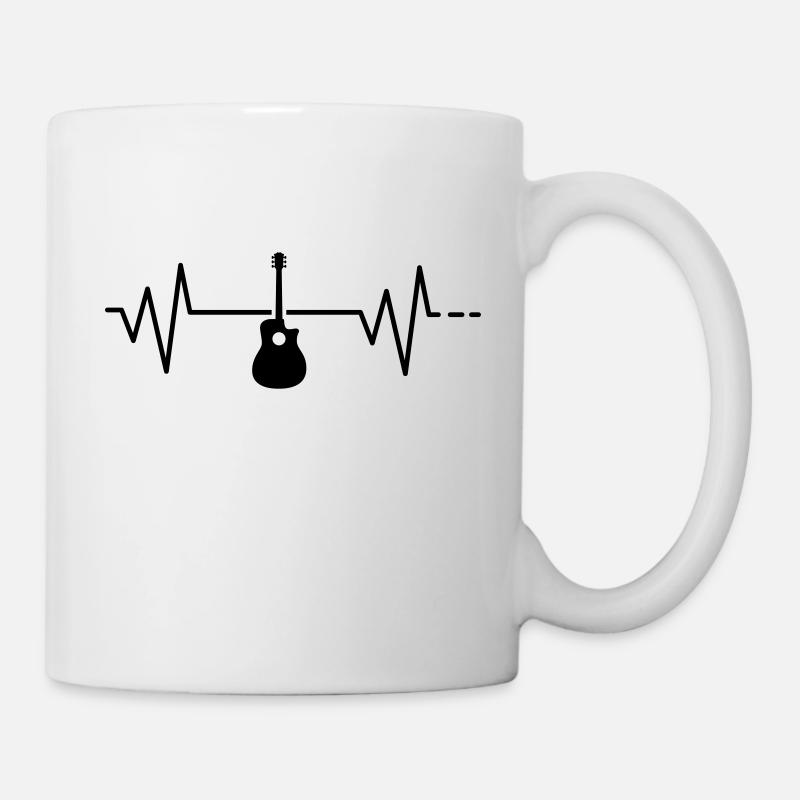 Herzschlag - Gitarre, Akustikgitarre Puls Frequenz - Tasse - Weiß