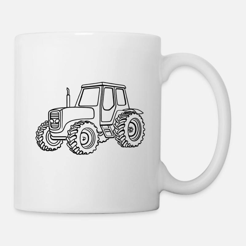 Traktor, schwarz - Tasse - Weiß