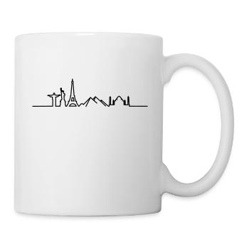 Einmal um die Welt// Shirt-Weltreise// Weltskyline - Tasse - Weiß - Rechts
