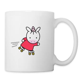 T-Shirt Einhorn Rollschuhe Geschenk Idee - Tasse - Weiß - Rechts