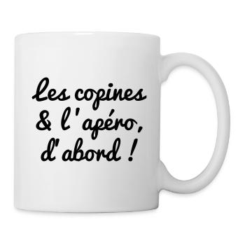 Les copines et apéro, t-shirt apéro, cadeau alcool - Mug blanc - blanc - Droite