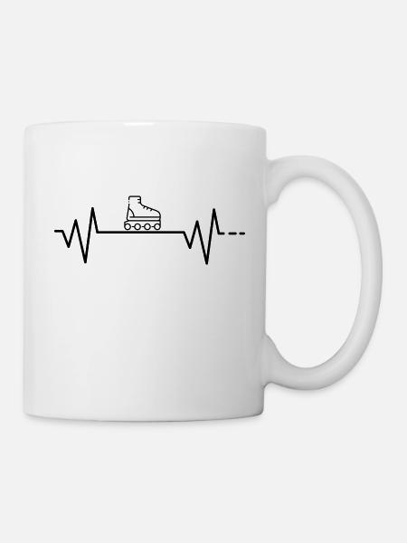 Herzschlag Inliner Skate skaten rollen inline - Tasse - Weiß