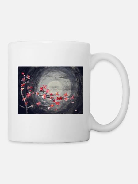 Kirschblüte im Mondlicht - Tasse - Weiß