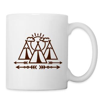 Outdoor-Muster (Zelte & Pfeile) - Tasse - Weiß - Rechts
