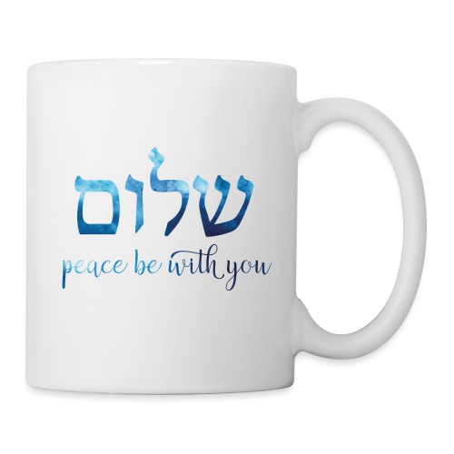 Blaues Aquarell Shalom – Peace be with you - Tasse