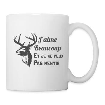 j'aime beaucoup et je ne peux pas mentir chasse - Mug blanc - blanc - Droite