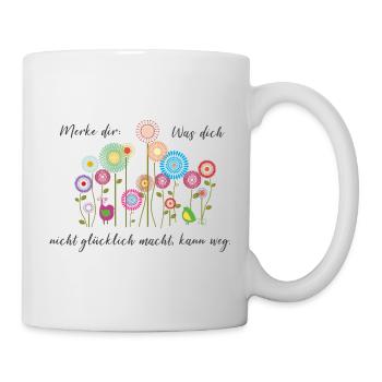 Motivations Spruch "kein Glück...kann weg" - Tasse - Weiß - Rechts