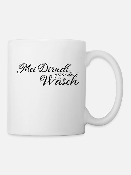Mei Dirndl is in da Waesch without - Mug - white