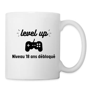 Level up niveau 18ans de bloqué Anniversaire geek - Mug blanc - blanc - Droite