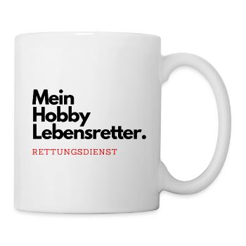 Mein Hobby Lebensretter. Rettungsdienst. - Tasse - Weiß - Rechts