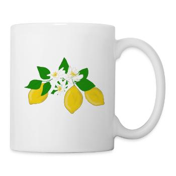 Zitronen, Zitronenblüten - Tasse - Weiß - Rechts