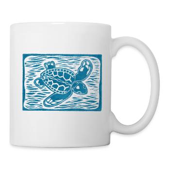 Schildkroete petrol - Tasse - Weiß - Rechts