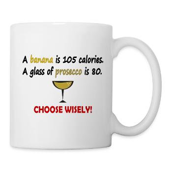 La banane a plus de calories que le prosecco. Banane; - Mug blanc - blanc - Droite