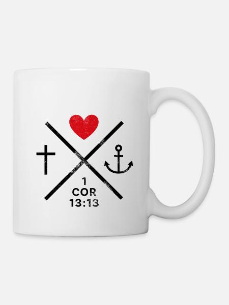 faith hope love (3) glaube liebe hoffnung, schwarz - Tasse - Weiß