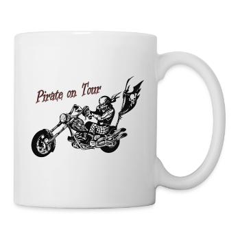 Pirate on the motorcycle - Mug - white - Right