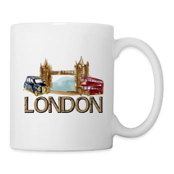 London England Tower Bridge Taxi Bus - Tasse - Weiß - Rechts