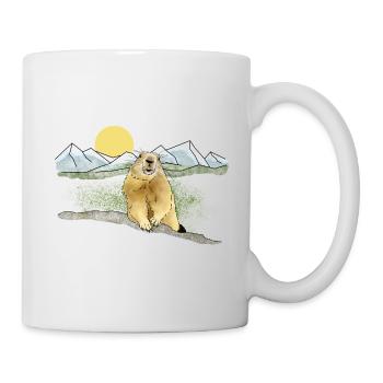 Marmotte, Montagnes, Soleil - Mug blanc - blanc - Droite