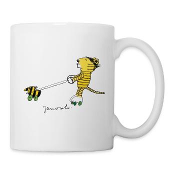 Janosch Tiger And Tiger Duck On Roller Skates - Mug - white - Right