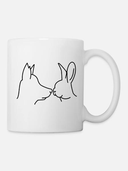 Hund Hase Schnuppern - Tasse - Weiß