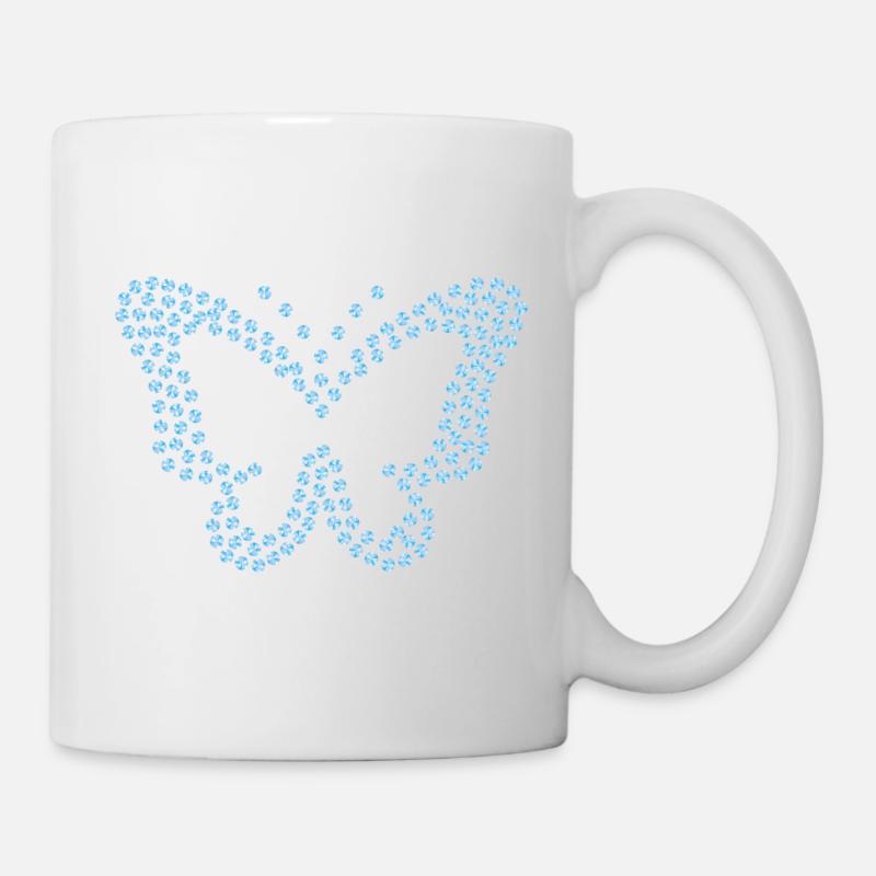 Diamond Butterfly Blue - Mug - white