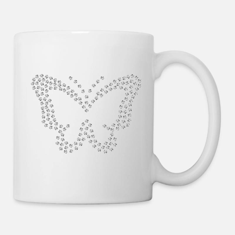 Diamant Schmetterling silber - Tasse - Weiß
