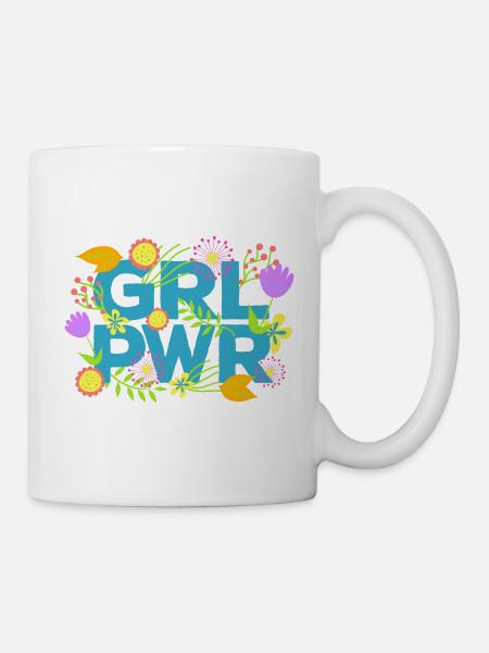 GRLPWR Mädchen Power Blumen FeministinnenGeschenk - Tasse - Weiß