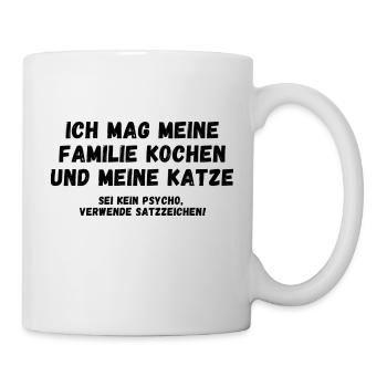 Ich mag meine Familie kochen und meine Katze. - Tasse - Weiß - Rechts