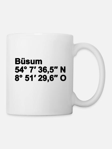 Büsum Leuchtturm Koordinaten - Tasse - Weiß