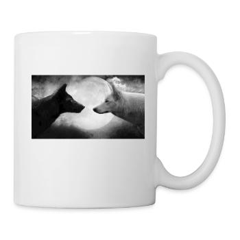 Loup noir et blanc au clair de lune - Mug blanc - blanc - Droite