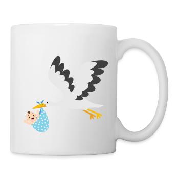 Cigogne avec bébé - Mug blanc - blanc - Droite
