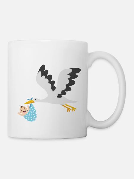 Storch mit Baby - Tasse - Weiß
