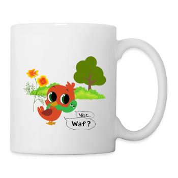 Vogel frisst Wurm - Tasse - Weiß - Rechts
