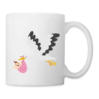 Cigogne avec bébé - Mug blanc - blanc - Droite