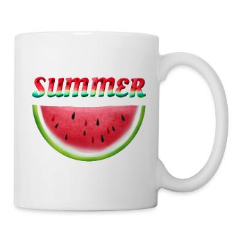 Summer with Watermelon Sommer Wassermelone - Tasse - Weiß - Rechts