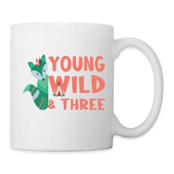 Young Wild And Three Birthday Shirt - Mug - white - Right