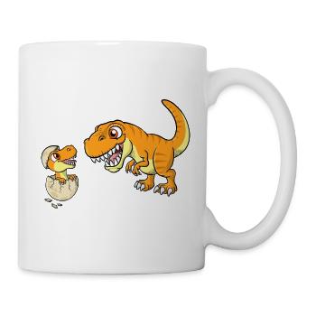 Dinosaure T-Rex avec Bébé Dino - Mug blanc - blanc - Droite