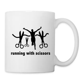 Laufen mit der Schere - Tasse - Weiß - Rechts