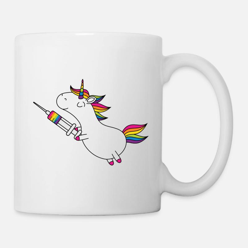 Immunicorn Einhorn mit Regenbogen Spritze - Tasse - Weiß
