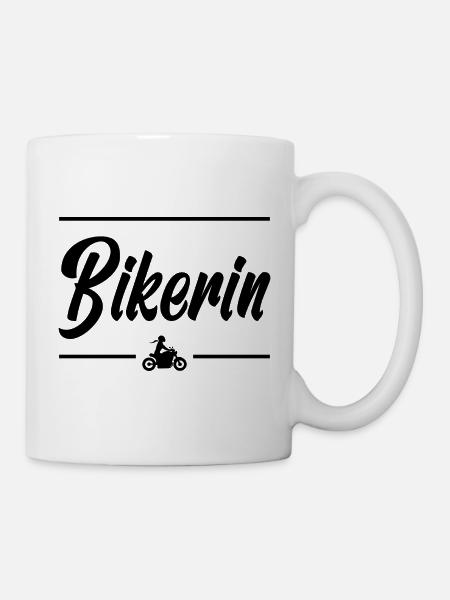 Bikerin Chopper Motorradfahrerin Custombike Frau - Tasse - Weiß