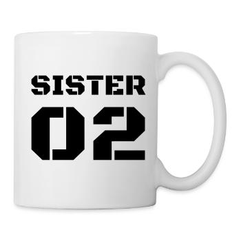 Design de t-shirt avec le lettrage « Sister 02 » - Mug blanc - blanc - Droite