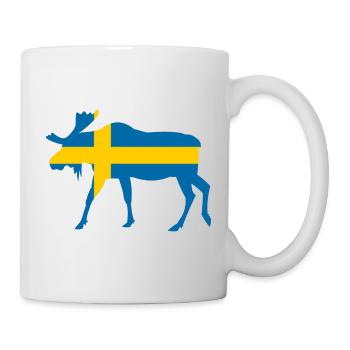 Elch Schweden Fahne Urlaub Fernweh - Tasse - Weiß - Rechts